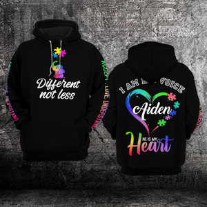 Custom Elephant Autism Awareness Hoodie Fullprint : Different Not Less