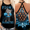 Diabetes Awareness Criss Cross Tank Top Summer: Fight Diabetes Cat