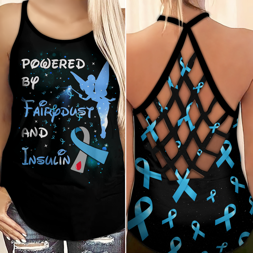 Diabetes Awareness Criss Cross Tank Top Summer: Powered by fairydust