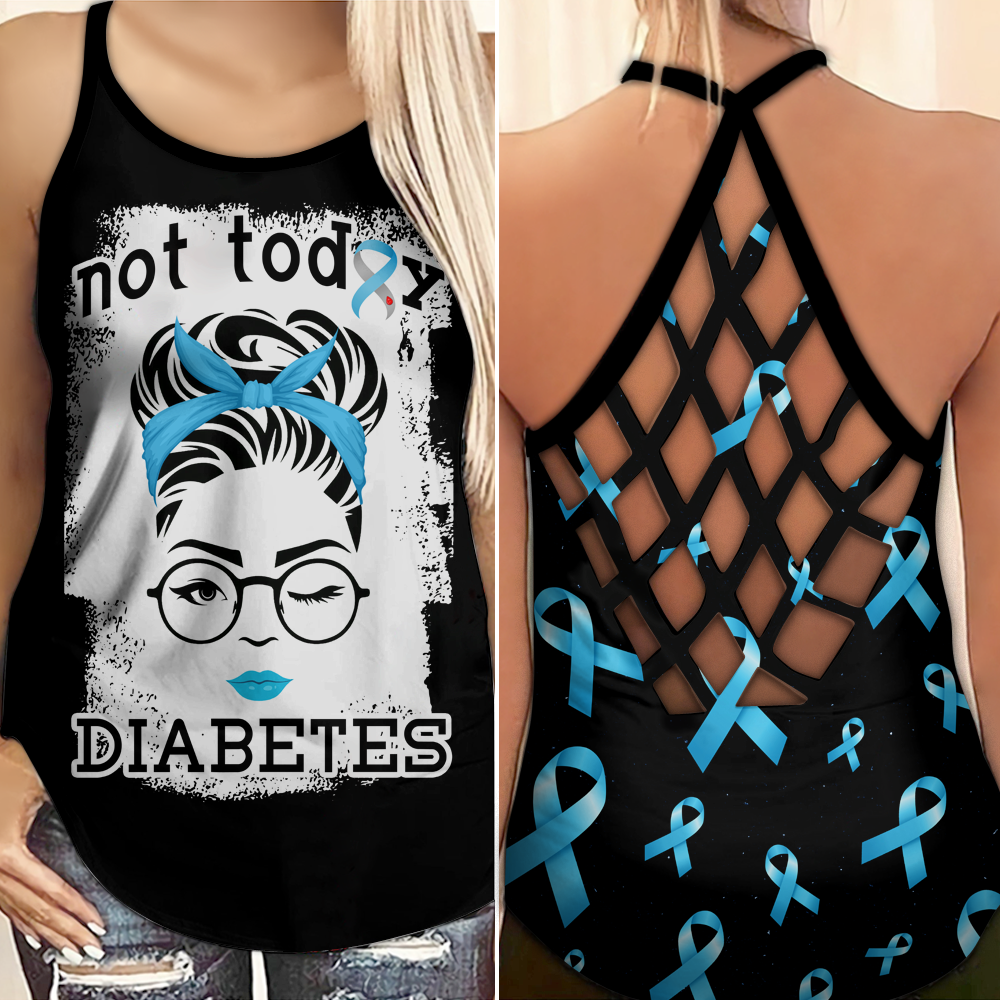 Diabetes Awareness Criss Cross Tank Top Summer: Not today diabetes