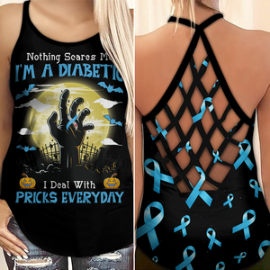 Diabetes Awareness Criss Cross Tank Top Summer: Nothing scares me 3108