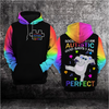Autism Awareness Hoodie 3D : Society says i am AUTISTIC god says i am PERFECT