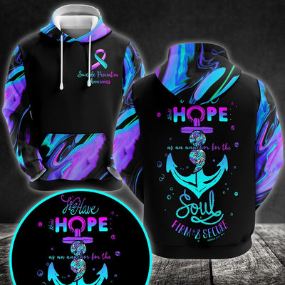 Prevention Awareness Hoodie Full Print For Women For Men : Life have hope as an anchor for the soul
