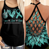 Fragile X Syndrome Awareness Criss Cross Tank Top Summer:  Peace Love Cure