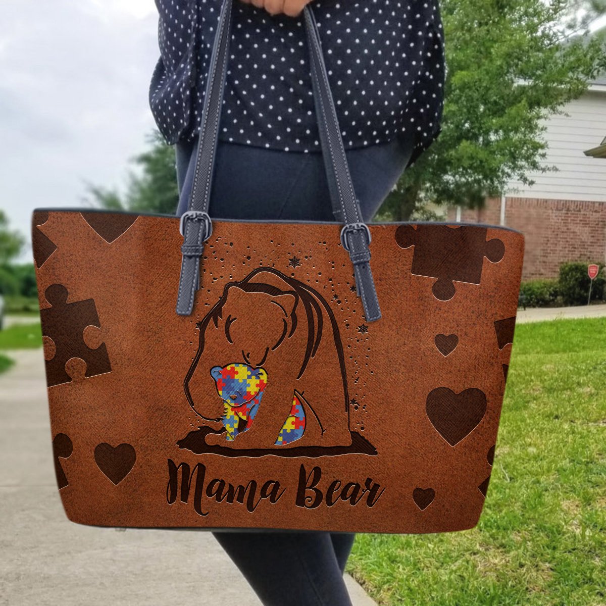 Autism Leather Bag: Mama Bear
