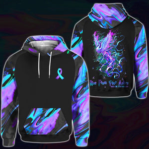 Suicide Prevention Awareness Hoodie Full Print : rise from your ashes