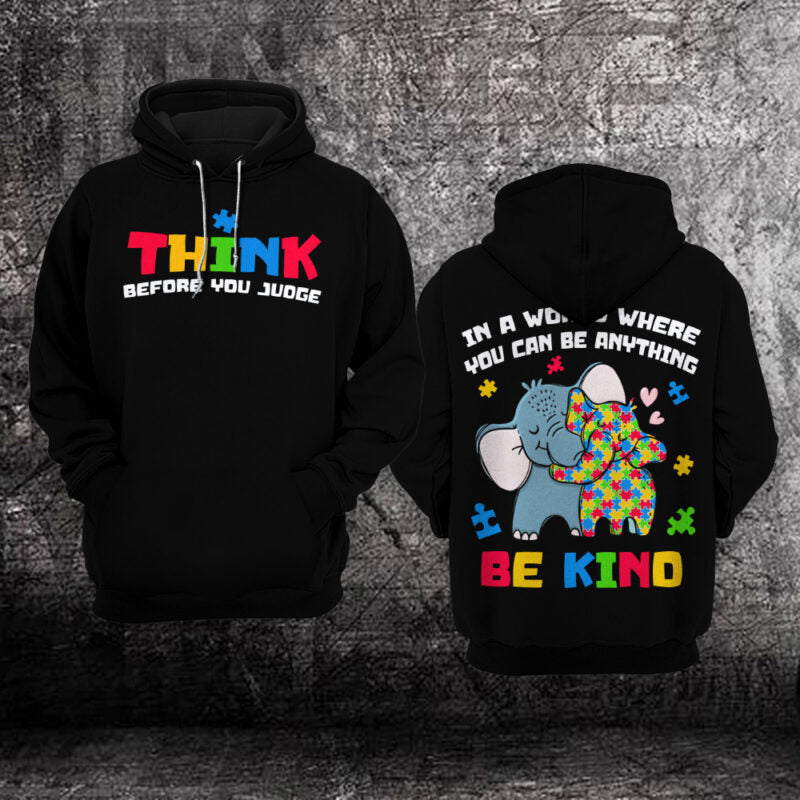 Autism Awareness Hoodie 3D : THINK before you judge