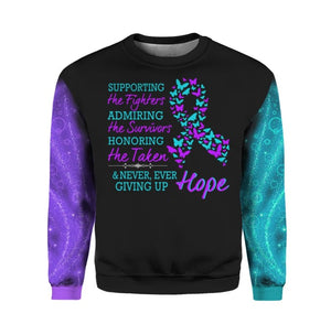 Suicide Prevention Awareness Hoodie Full Print :  Supporting The Fighters, Faith Hope Love