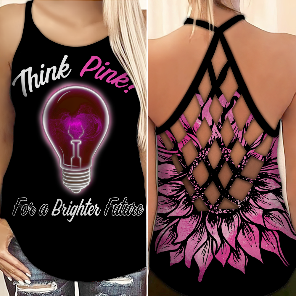 Breast Cancer Awareness Criss Cross Tank Top Summer: Think pink for a brighter future