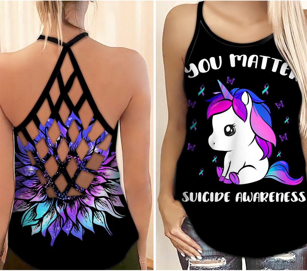 Unicorn Suicide Awareness Criss Cross Tank Top Summer : You Matter