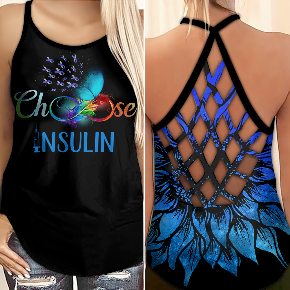 Diabetes Awareness Criss Cross Tank Top Summer: Choose Insulin