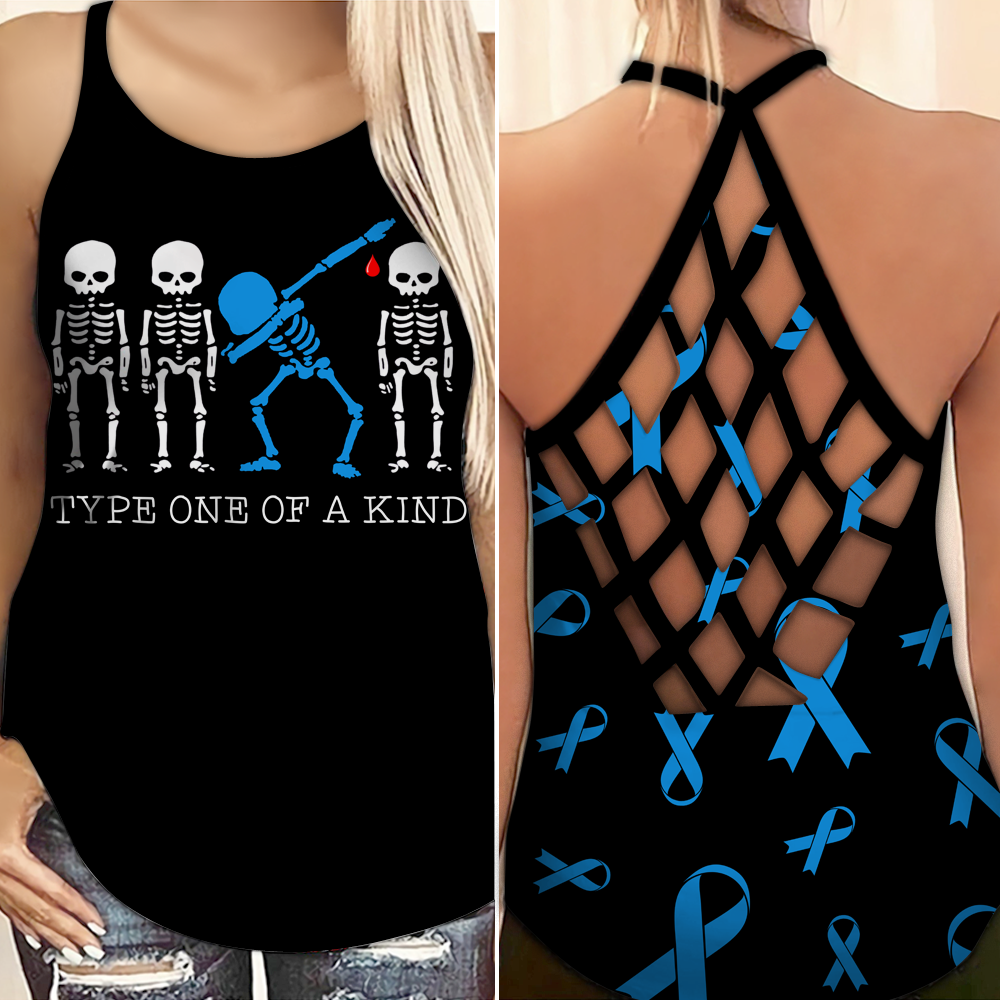 Diabetes Awareness Criss Cross Tank Top Summer: Type One Of A Kind
