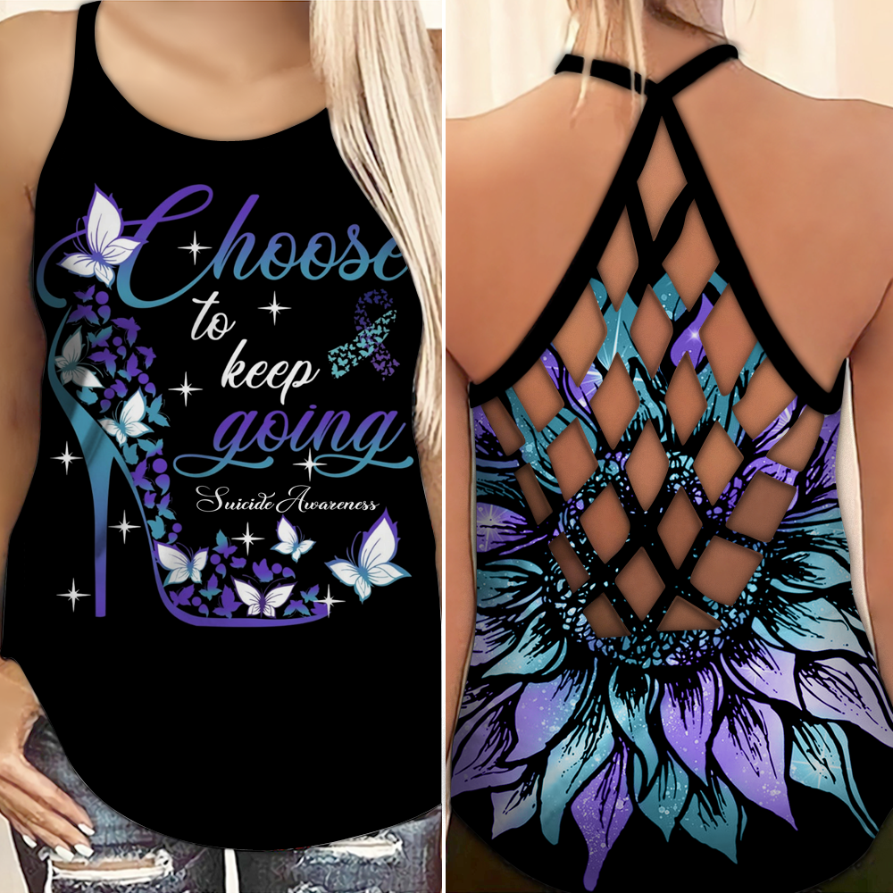 Shoe Suicide Awareness Criss Cross Tank Top Summer:  Choose To Keep Going 2
