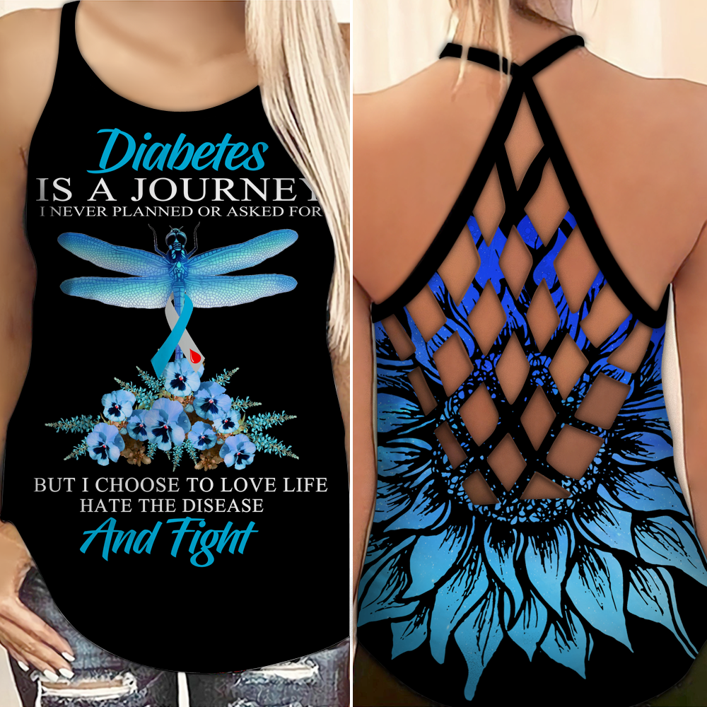 Diabetes Awareness Criss Cross Tank Top Summer: Diabetes is A Journey