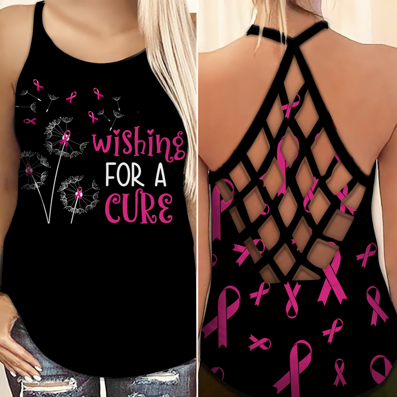 Breast Cancer Awareness Criss Cross Tank Top Summer: Wishing For a Cure