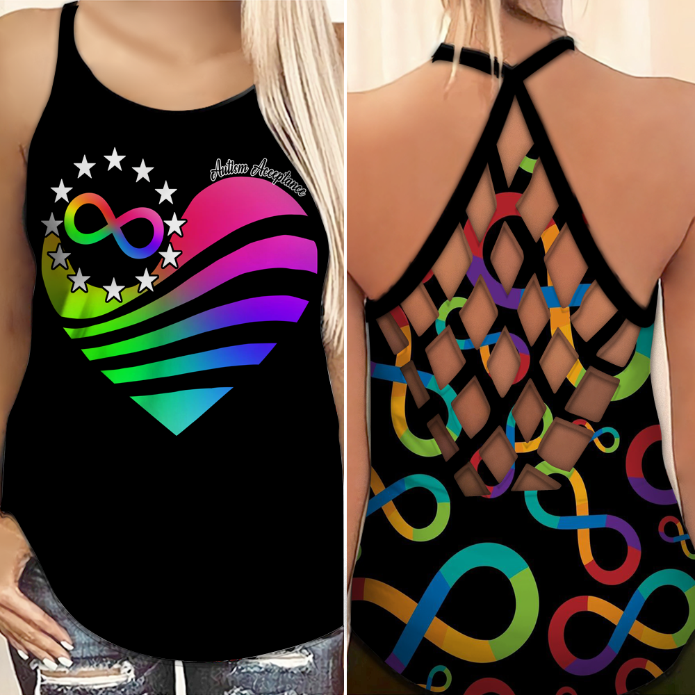 Autism Awareness Criss Cross Tank Top : Autism Acceptance