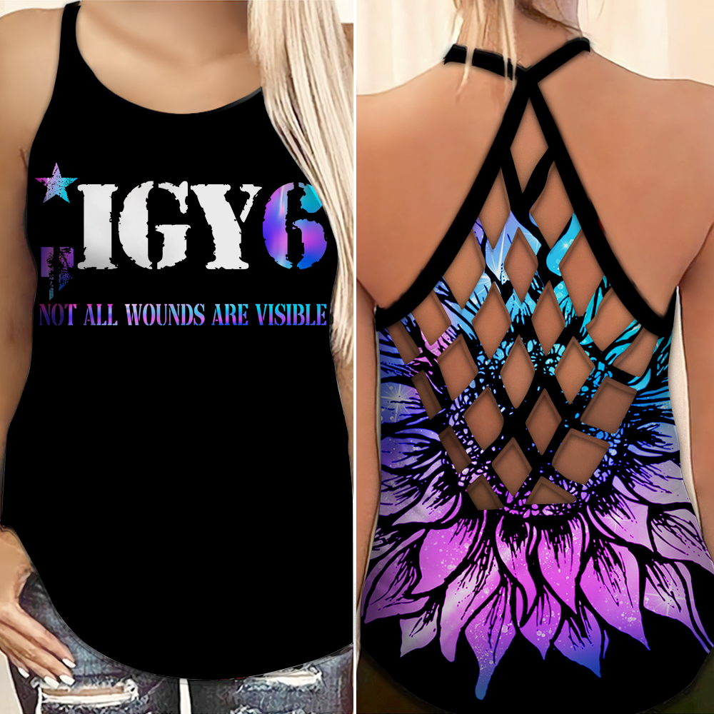 Suicide Awareness Criss Cross Tank Top Summer:  IGY6 not all wounds are visible 2808