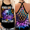 Suicide Awareness Criss Cross Tank Top Summer:  Never Give Up Without A Fight