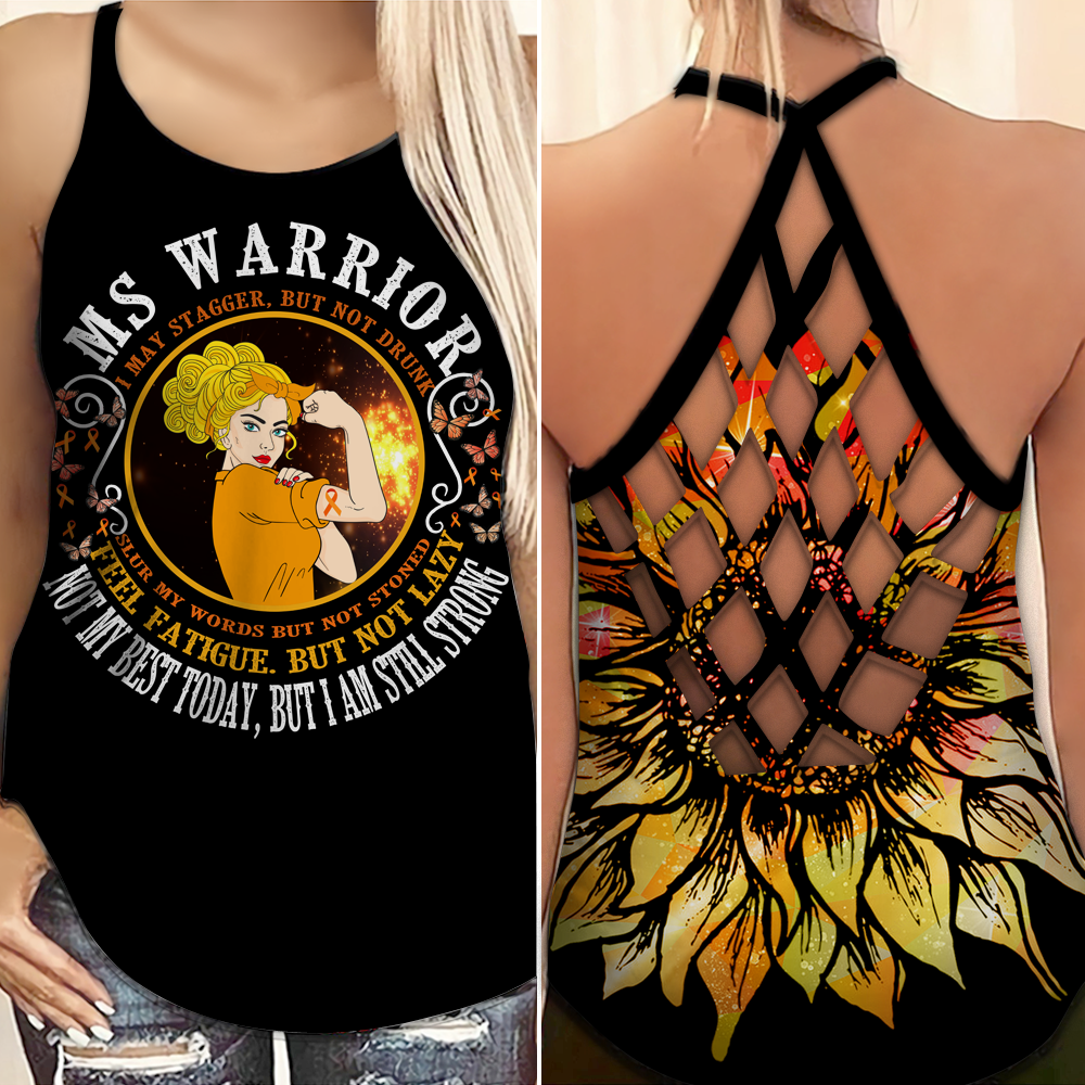 Multiple Sclerosis Awareness Criss Cross Tank Top Summer:  MS Warrior I May Stagger