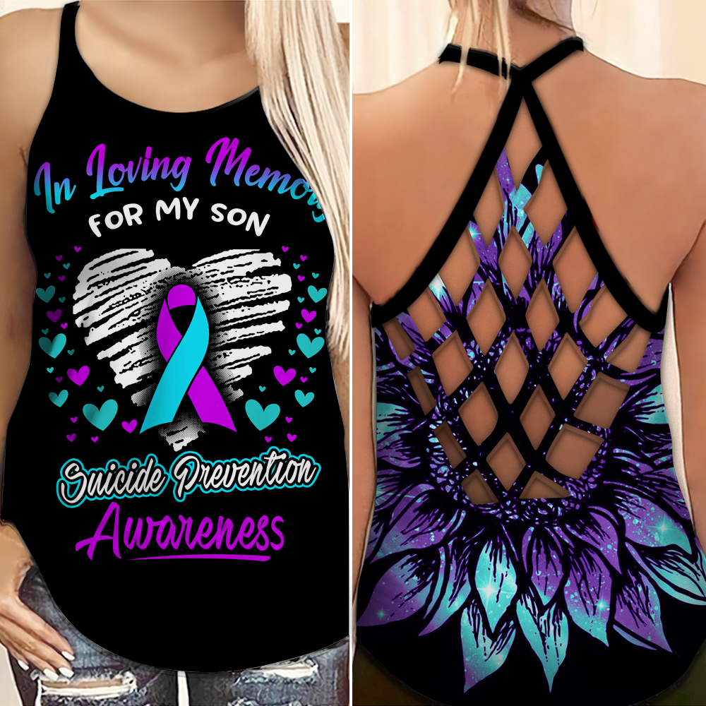 Suicide Awareness Criss Cross Tank Top Summer: In Loving Memory My Son