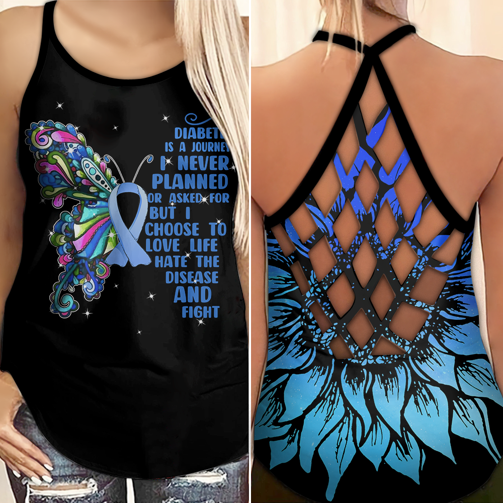 Diabetes Awareness Criss Cross Tank Top Summer: Diabetes is a journey