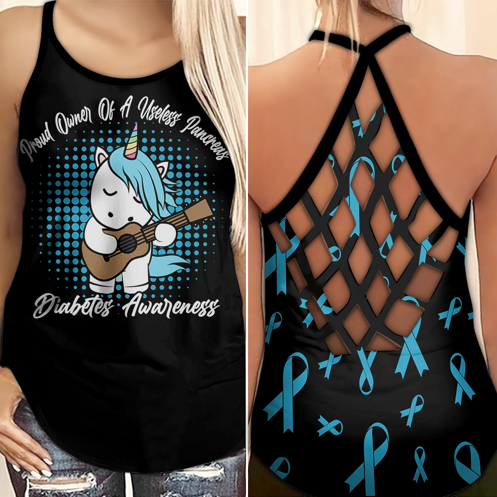 Diabetes Awareness Criss Cross Tank Top Summer: Proud owner