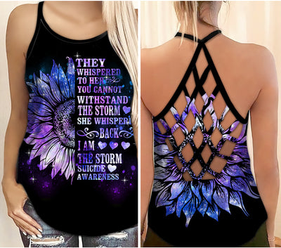 Suicide Awareness Criss Cross Tank Top Summer:  They Whispered To Her