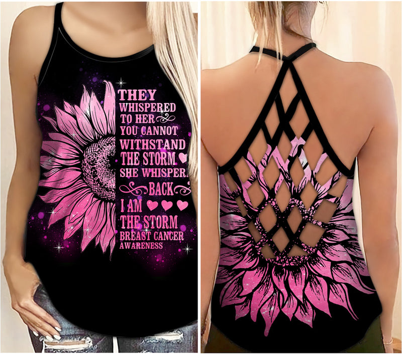 Breast Cancer Awareness Criss Cross Tank Top Summer: They Whispered To Her
