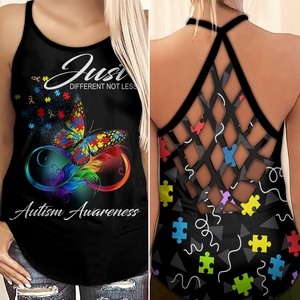 Autism Awareness Criss Cross Tank Top : Just different not less