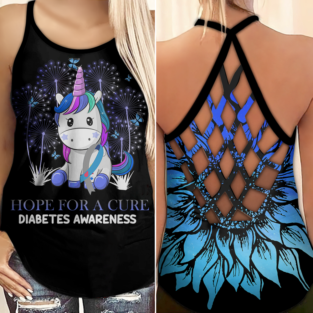 Diabetes Awareness Criss Cross Tank Top Summer: Hope for a cure