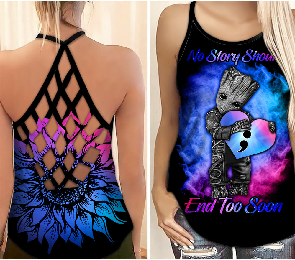 Suicide Awareness Criss Cross Tank Top Summer: No Story Should End Too Soon