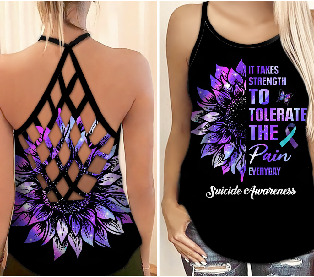 Suicide Awareness Criss Cross Tank Top Summer:  It Takes Strength