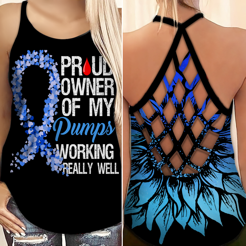 Diabetes Awareness Criss Cross Tank Top Summer: Proud owner of my pump