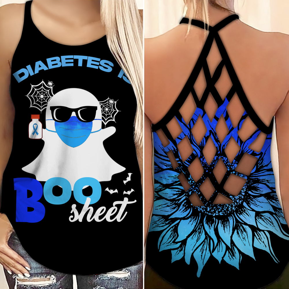 Diabetes Awareness Criss Cross Tank Top Summer: Diabetes is boo sheet 2808