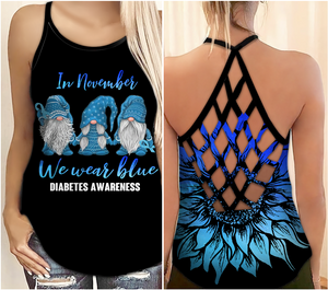 Diabetes Awareness Criss Cross Tank Top Summer: In november we wear blue 2808