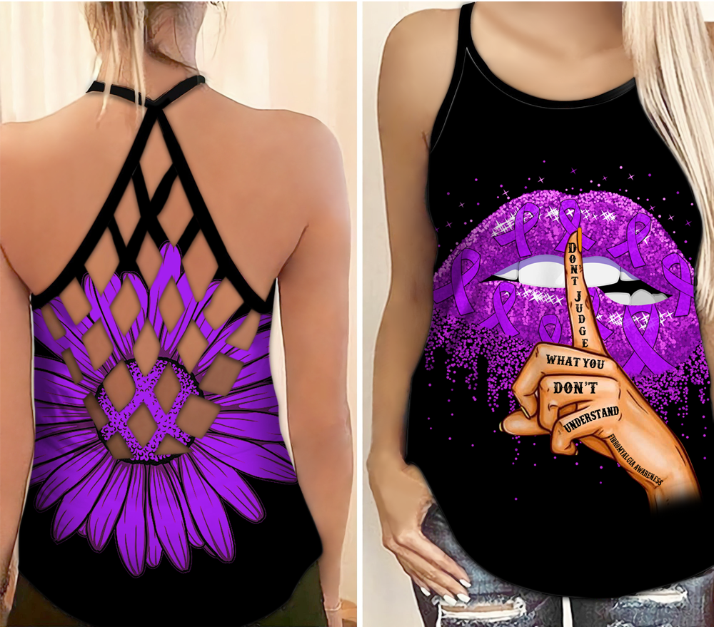 Fibromyalgia Awareness Criss Cross Tank Top : Don't Judge What You Don't Understand