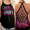 Breast Cancer Awareness Criss Cross Tank Top Summer: Ready for the fight determined to win