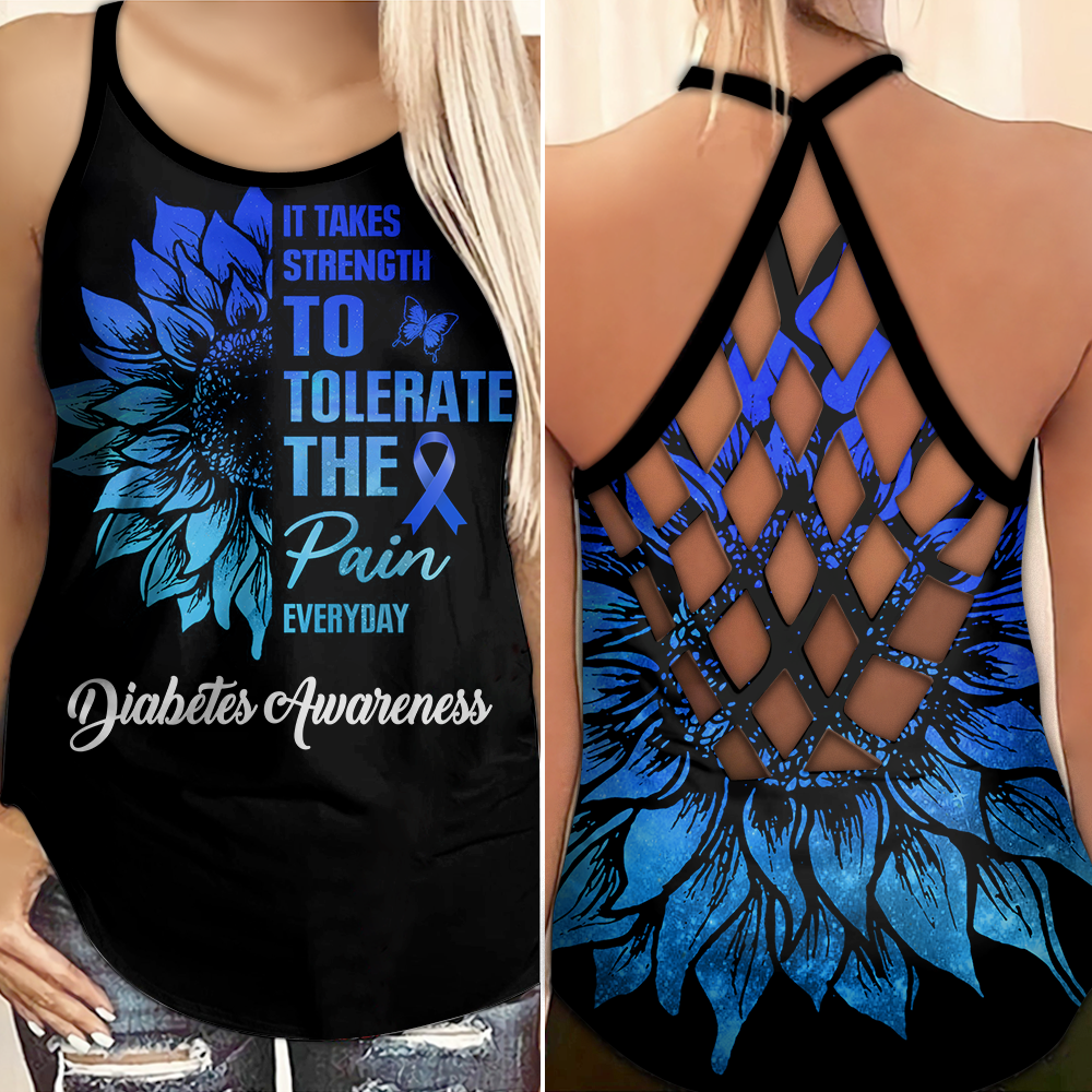 Diabetes Awareness Criss Cross Tank Top Summer: It Takes Strength