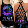 Semicolon Sunflower Suicide Awareness Ribbon Criss Cross Tank Top Summer:  Stay Your Story is Not Over