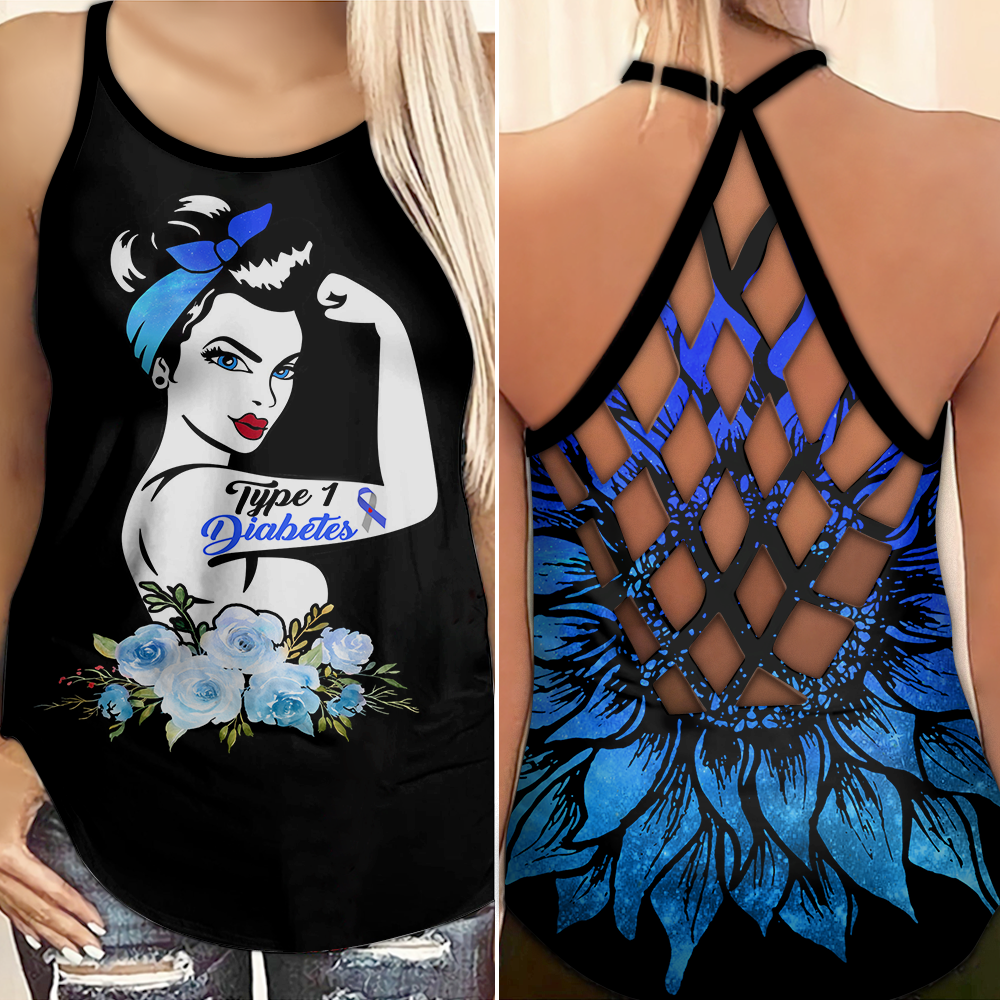 Diabetes Awareness Criss Cross Tank Top Summer: Type 1 diabetes