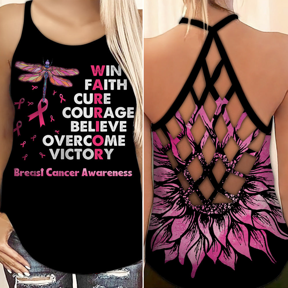 Breast Cancer Awareness Criss Cross Tank Top Summer: Win Faith Cure