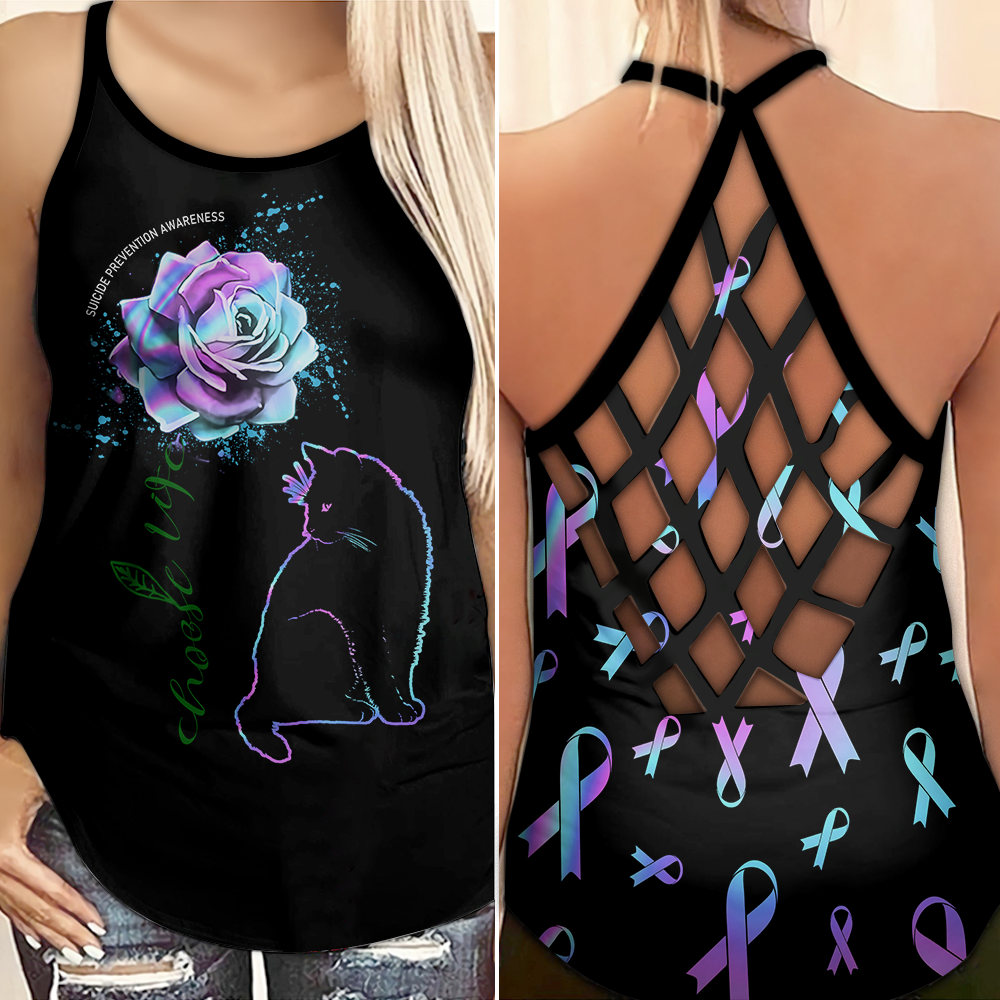 Suicide Awareness Criss Cross Tank Top Summer:  Choose Life