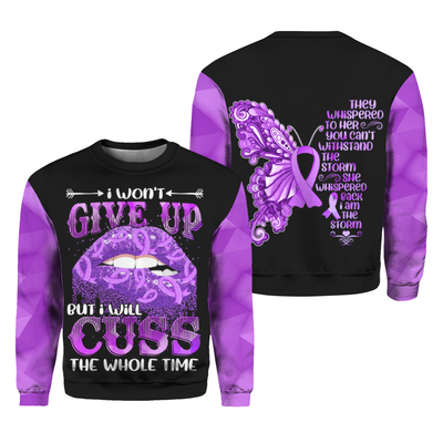 Lupus Prevention Awareness Hoodie, Tshirt, Zip Hoodie Full Print : I Won't Give Up, But I Will Cuss The Whole Time