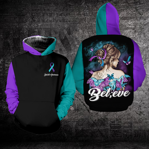 Suicide Prevention Awareness Hoodie Full Print : Believe 2108