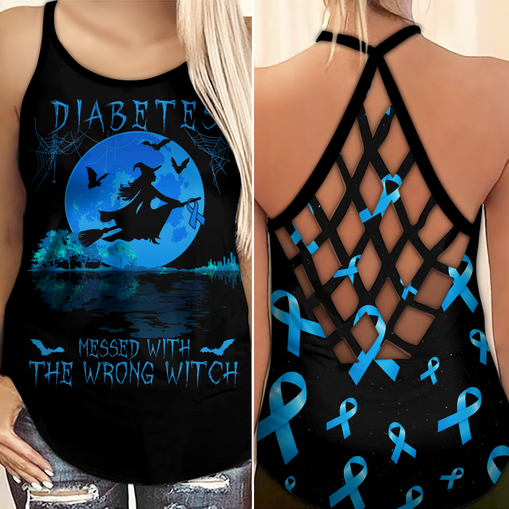 Diabetes Awareness Criss Cross Tank Top Summer: Diabetes messed with the wrong witch