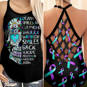 Suicide Awareness Criss Cross Tank Top Summer:  Death smiles