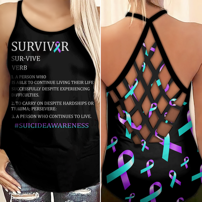 Suicide Awareness Criss Cross Tank Top Summer:  Survivor 2308
