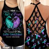 Suicide Awareness Criss Cross Tank Top Summer:  I wear teal purple for someone 2108