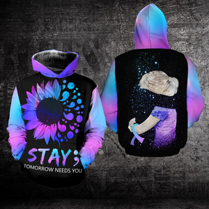 Suicide Prevention Awareness Hoodie Full Print : Stay tomorrow needs you 2108