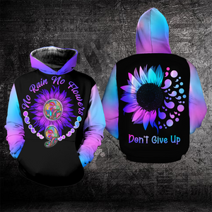 Suicide Prevention Awareness Hoodie Full Print : No rain no flowers